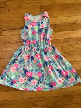 Tommy Bahama Girls' Floral Tank Dress - Teal & Pink